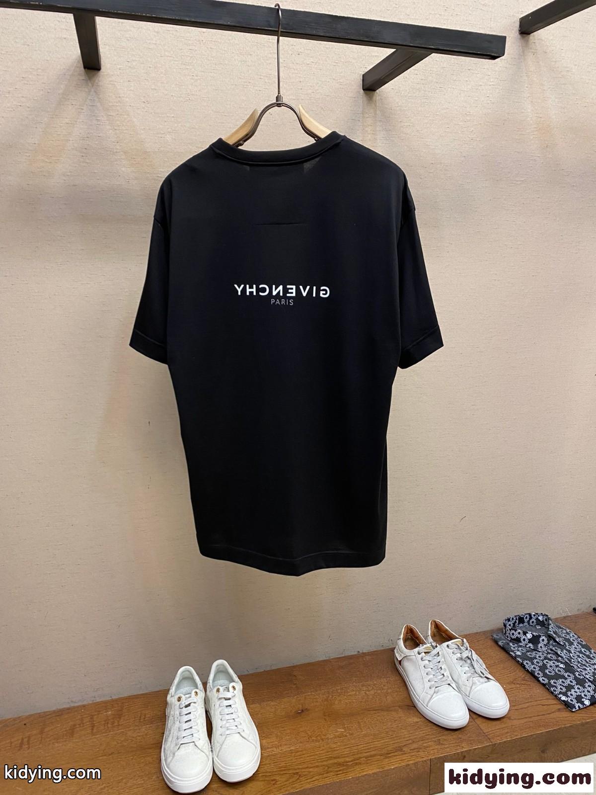 シンプル ジバンシィ Tシャツ コピー ロゴ プリント クルーネック 半袖 トップス-2