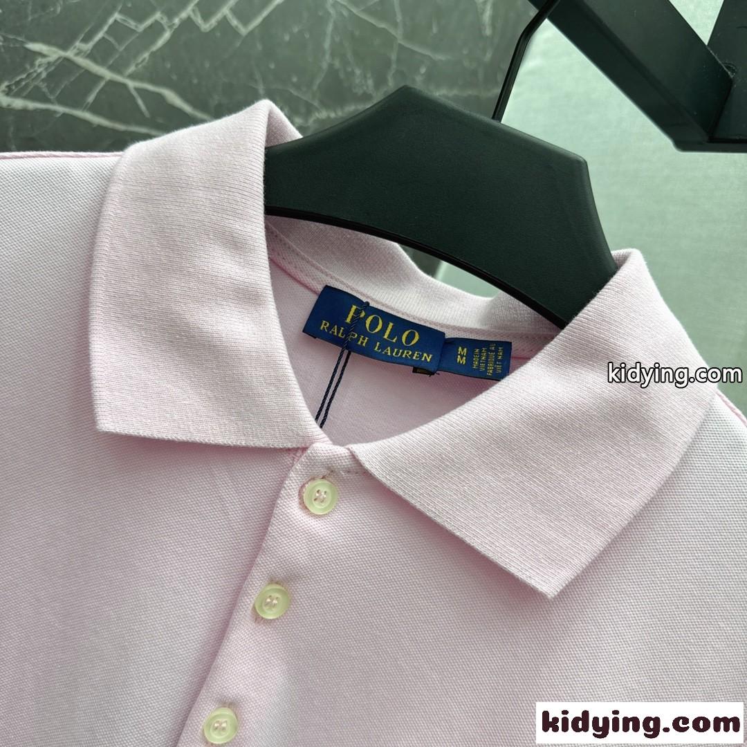 スリム フィット ストレッチ ポロシャツ ラルフローレン 半袖Tシャツ コピー ピンク-1