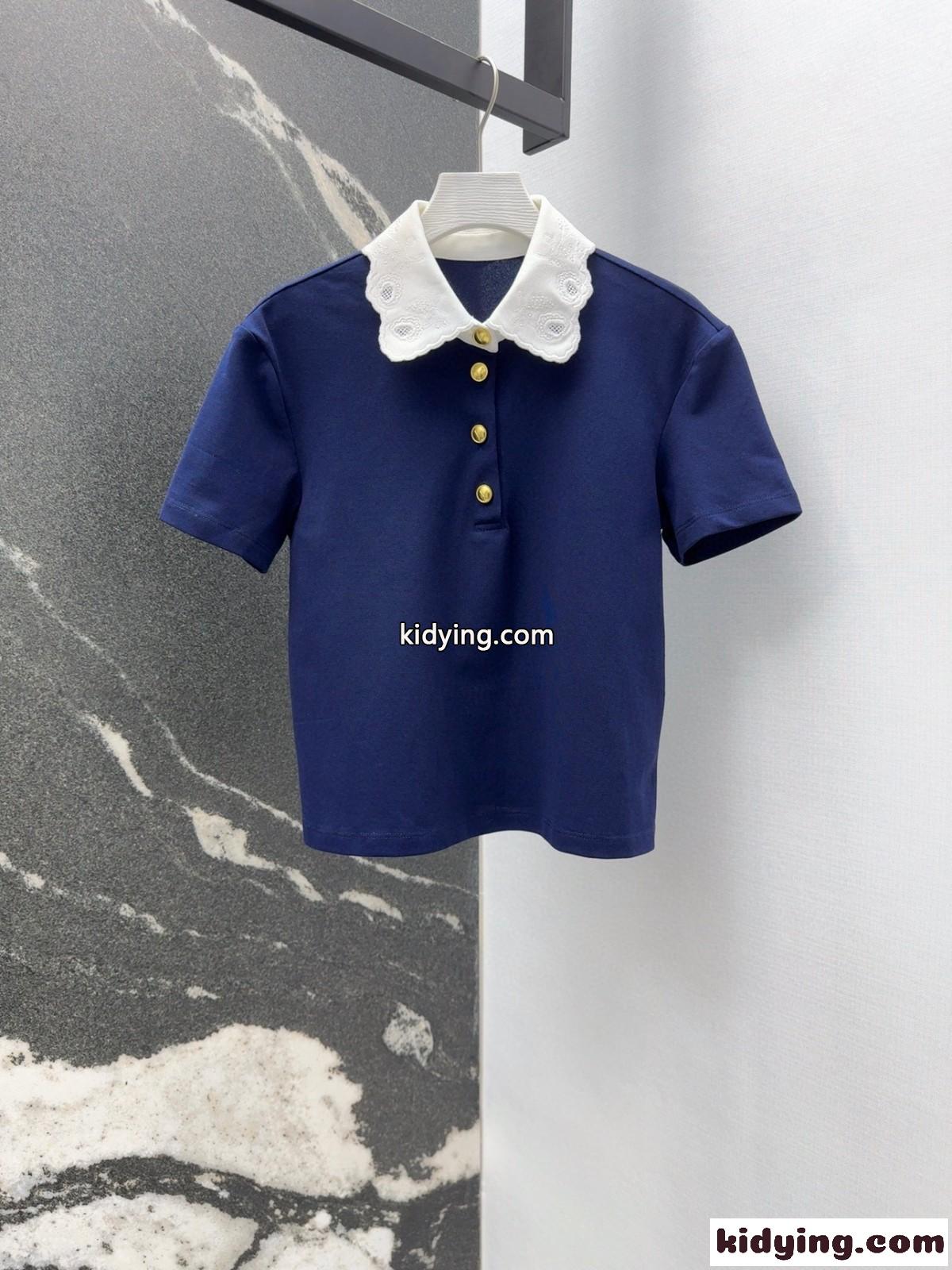 エンブロイダリー コットン スウェットシャツ ポロシャツ ヴァレンティノ Tシャツ コピー ネイビー-0
