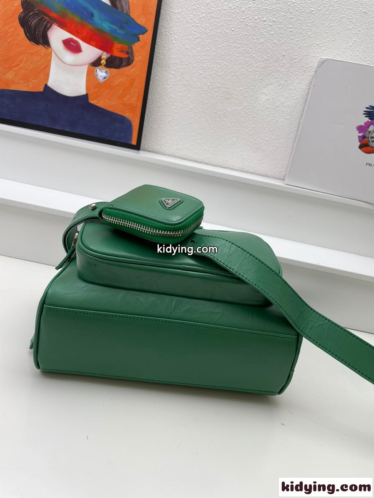 ナッパアンティーク ミニポケット トップハンドルバッグ プラダ バッグ コピー グリーン-3