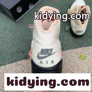 ​特給版LJR製 工場材料Air Jordan 5 X Off-White AJ5 白蝉翼ow連名型 オフホワイト 新作 シューズ コピー-2