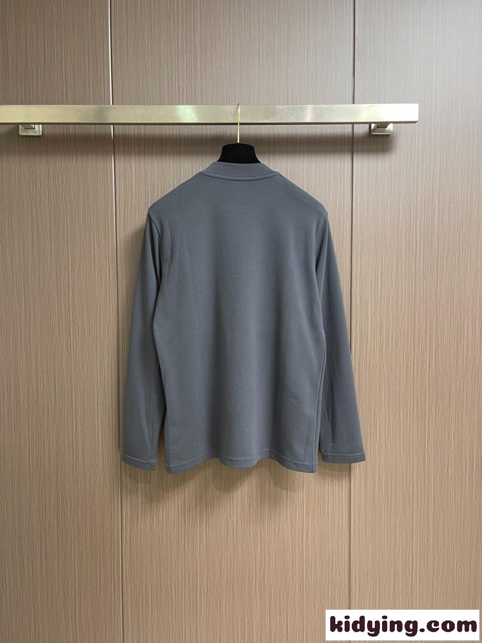 シンプル 洗練された コットン 長袖Tシャツ ロエベ Tシャツ 偽物 グレー-0