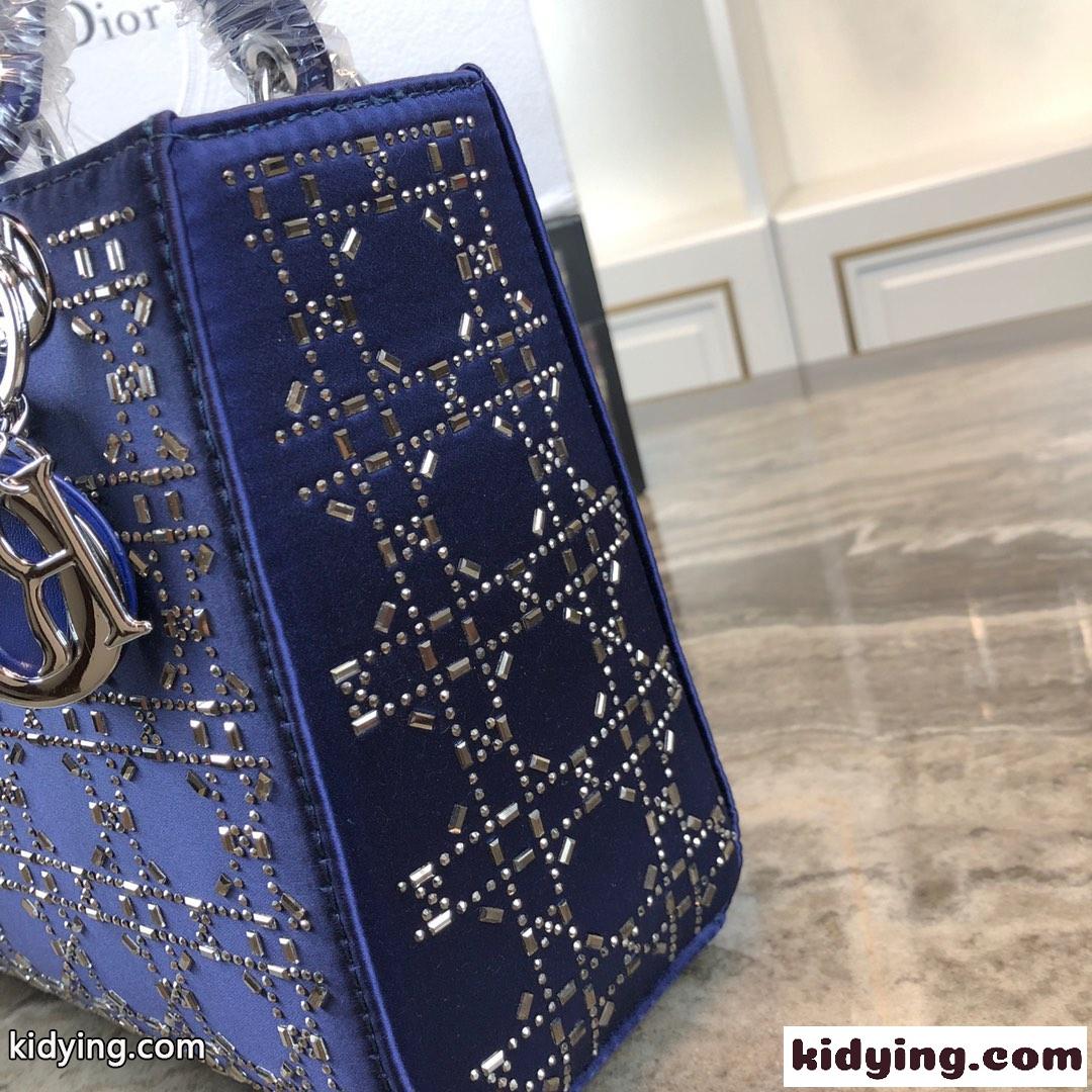 大人気 LADY DIOR カナージュ サテン ハンドバッグ クリスチャン・ディオール バッグ コピー ブルー-2