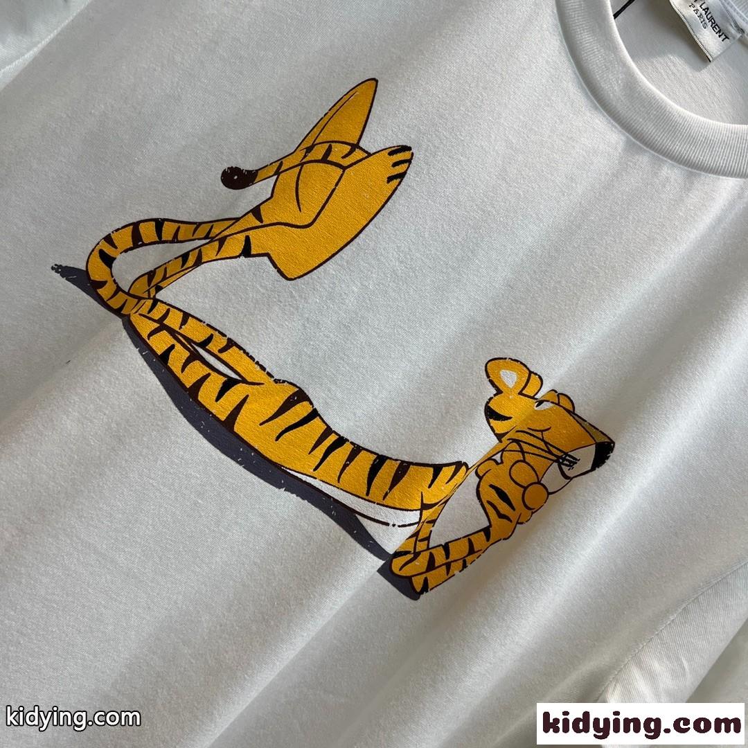 カジュアル ゆったり オシャレ クールネック 可愛い プリント イヴ・サンローラン tシャツ コピー レディース半袖 トップス-1