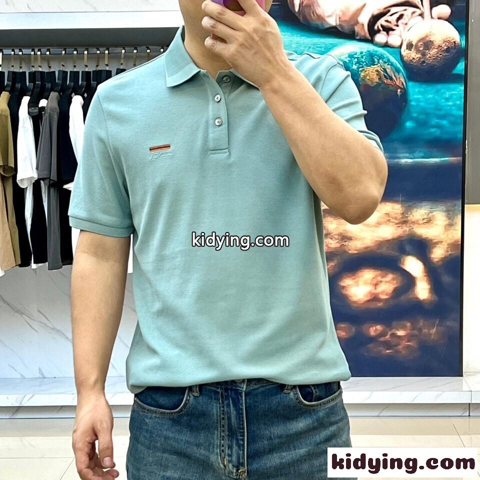 上品 カジュアル エルメネジルド・ゼニア 半袖Tシャツ コピー コットンピケ ポロシャツ ライトブルー-0