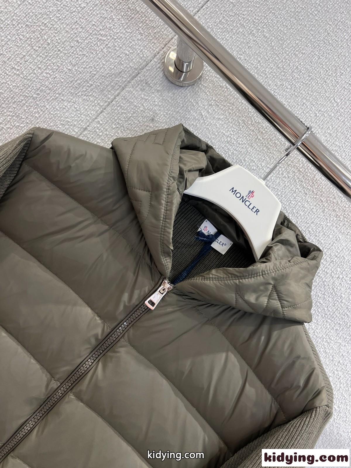 洗練された 上品 ニット切り替え ブルゾン モンクレール ダウンジャケット 偽物 グリーン-1