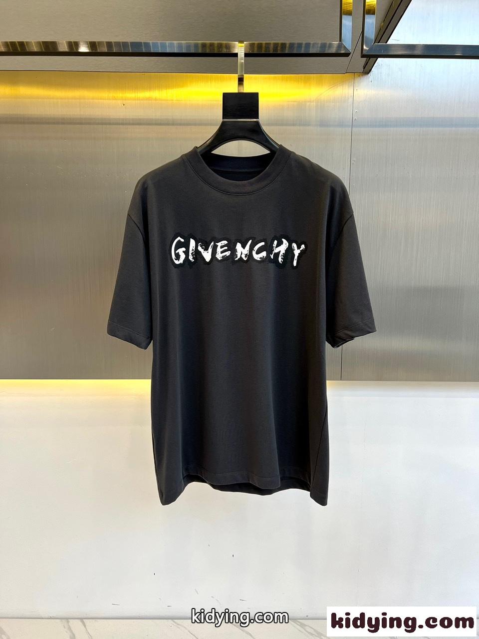 カジュアル ゆったり ロゴ入り 半袖Tシャツ ジバンシィ Tシャツ コピー ダークグレー-0