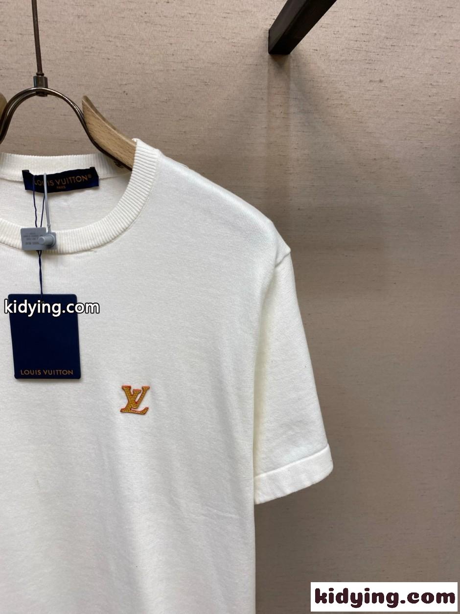 ショートスリーブ クルーネック ウィズ シグネチャー ルイ・ヴィトン Tシャツ コピー ホワイト-2