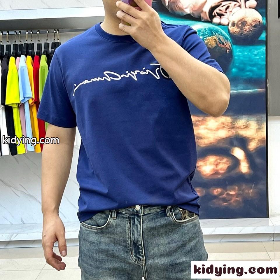 カジュアル ロゴ入り アルマーニ Tシャツ コピー 半袖Tシャツ ブルー-0