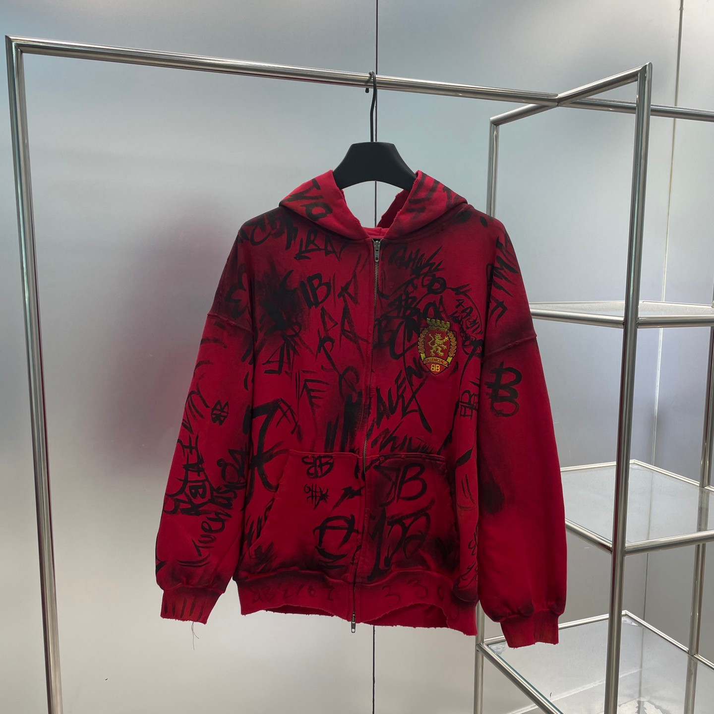 カジュアル おしゃれ バレンシアガ SKATER ジップアップ HOODIE コピー レッド-0