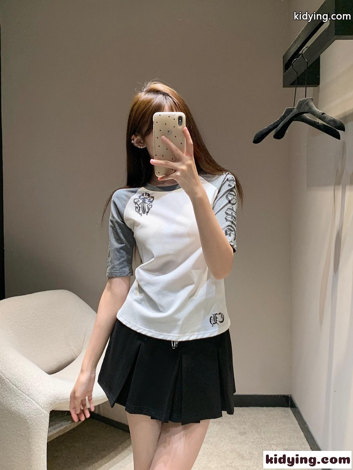 バイカラー ラグランスリーブTシャツ クロムハーツ Tシャツ 偽物 コットン-0