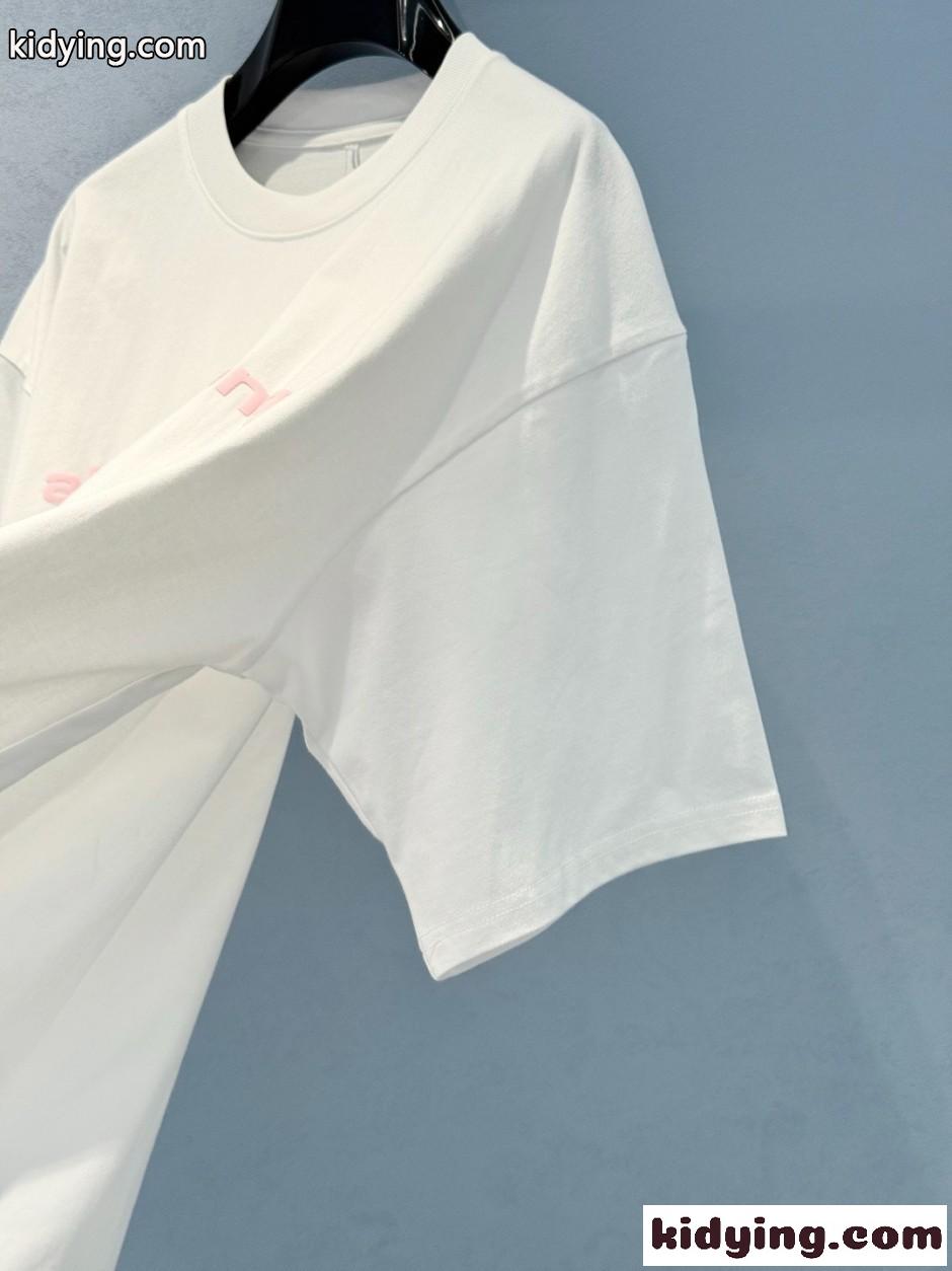 アレキサンダーワング Tシャツ 偽物 ユニセックス ロゴ 半袖Tシャツ ホワイト-3