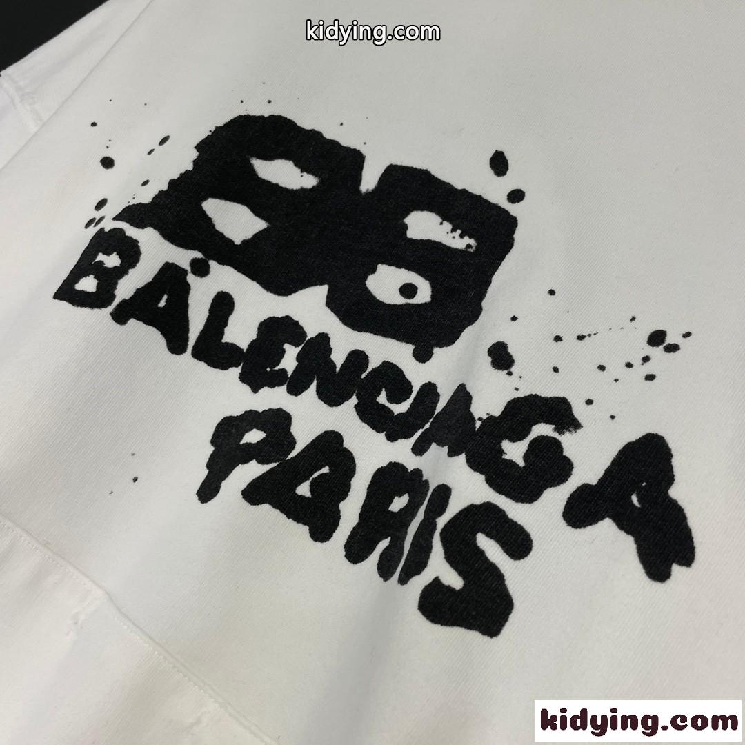 カジュアル バレンシアガ HAND DRAWN BB ICON HOODIE ラージフィット コピー ホワイト-2