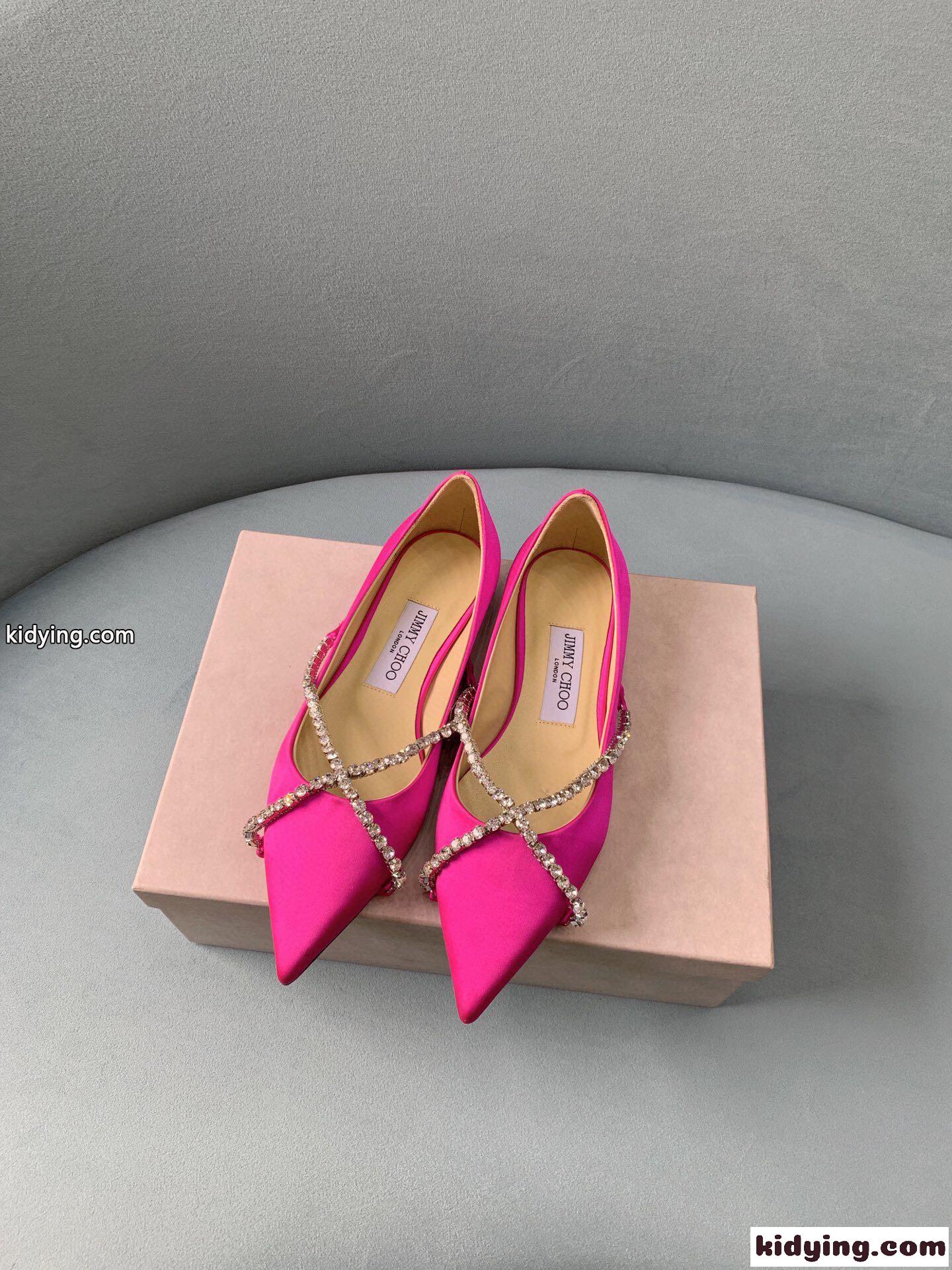 サテン スパンコール Jimmy Choo 2021新型 最も美しい平底靴 きれいですね ジムシューズ レディース コピー-1