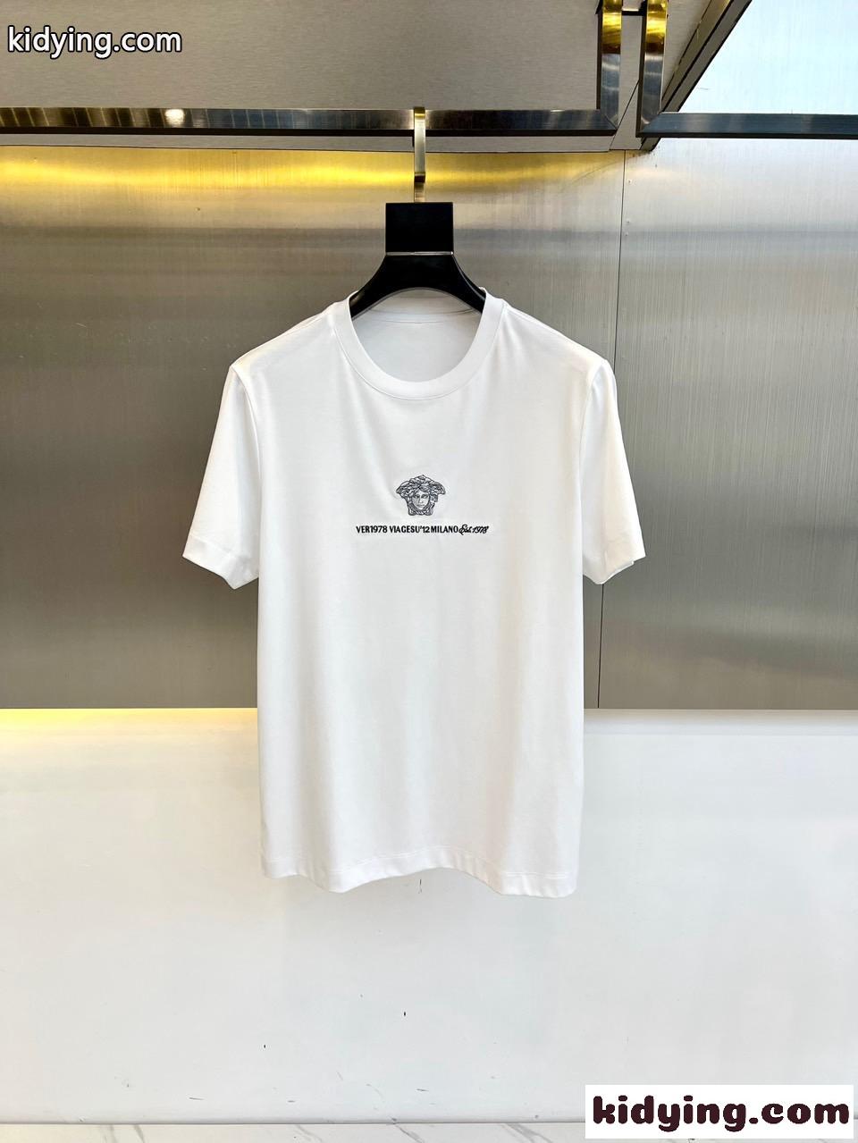 シンプル 刺繍入り ヴェルサーチェ Tシャツ コピー 半袖Tシャツ ホワイト-0