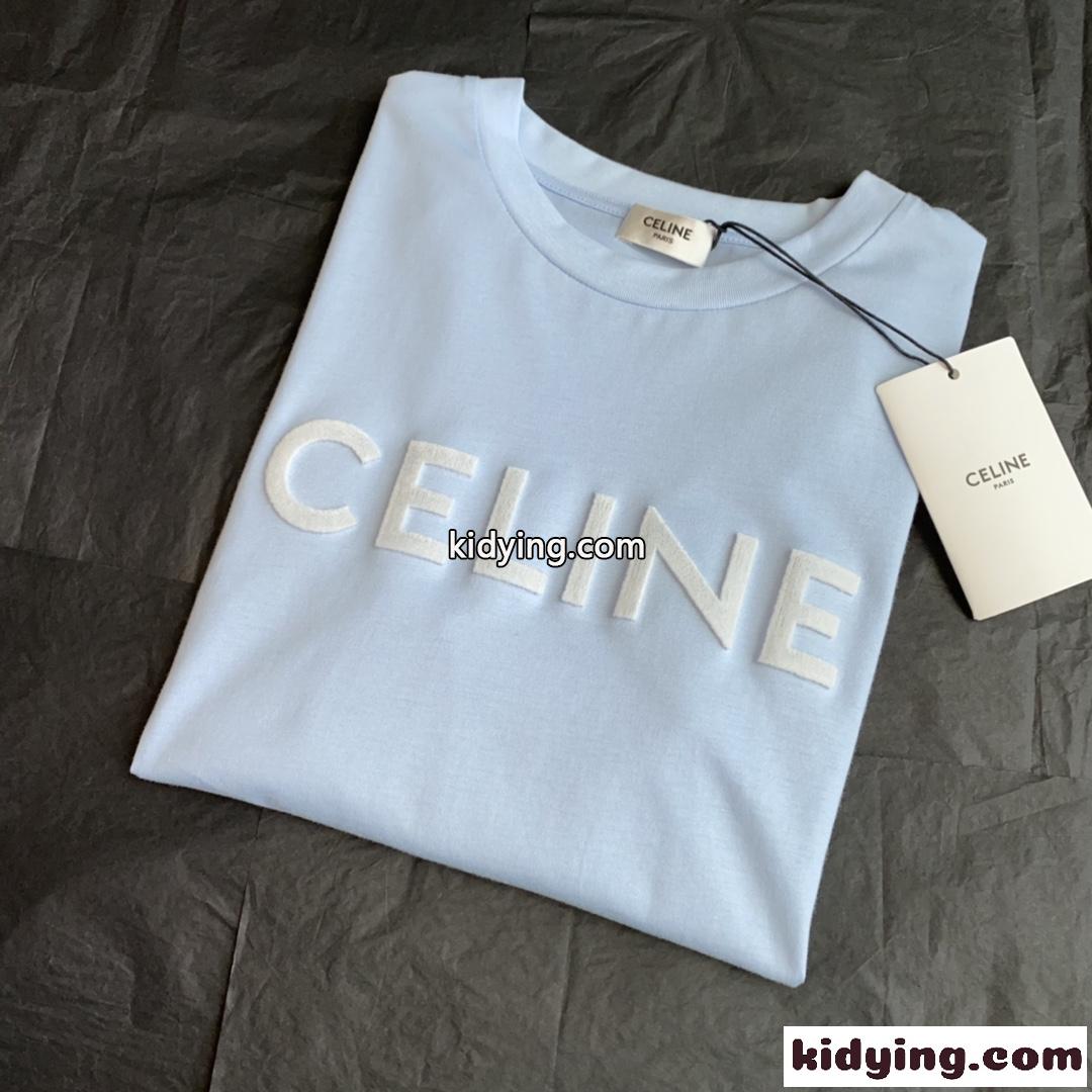 人気 ゆったり 体型カバー ロゴ クルーネック セリーヌ tシャツ コピー コットン 半袖 トップス 春夏 定番-3