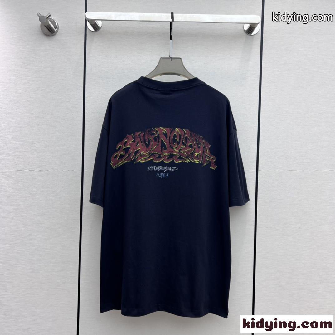 ユニセックス オーバーサイズ バレンシアガ Tシャツ コピー プリント カジュアル 人気-0