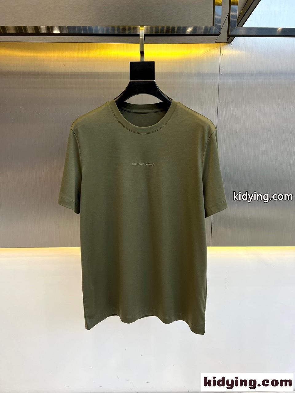 シンプル ロゴ入り クルーネック 半袖Tシャツ アレキサンダーワング Tシャツ コピー グリーン-0