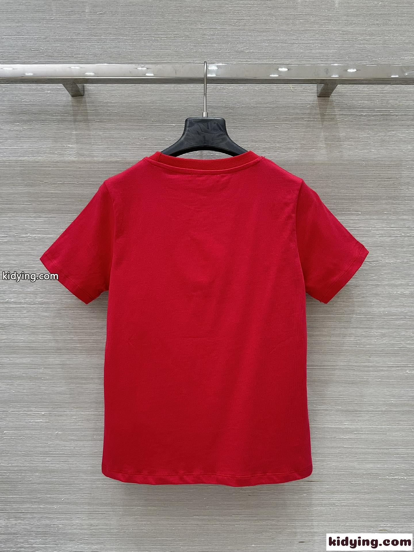 コットンジャージー ベビーフィット ロゴTシャツ クロエ Tシャツ スーパーコピー レッド-4