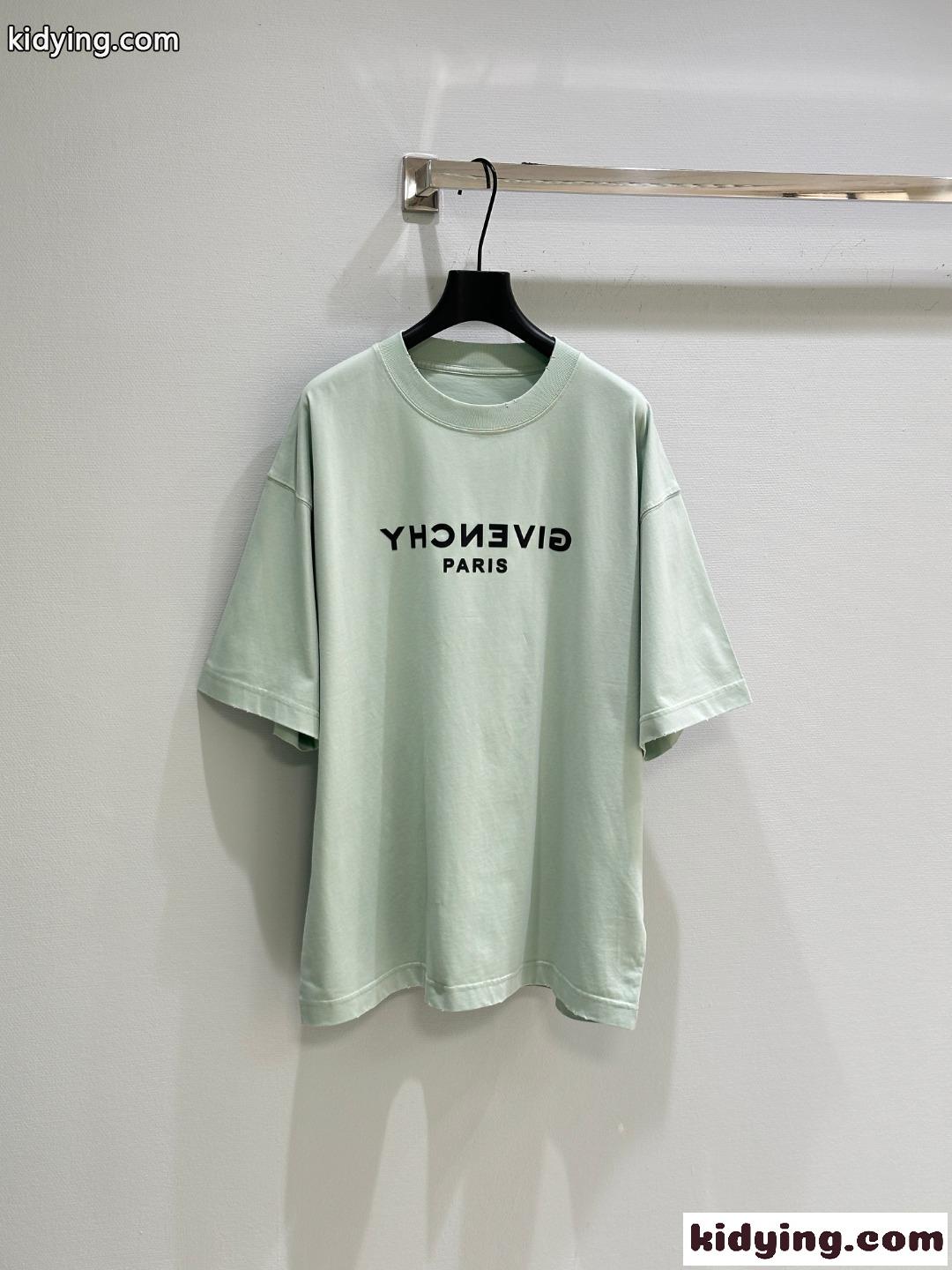 カジュアル ロゴ入り 半袖Tシャツ ジバンシィ Tシャツ コピー コットン グリーン-0