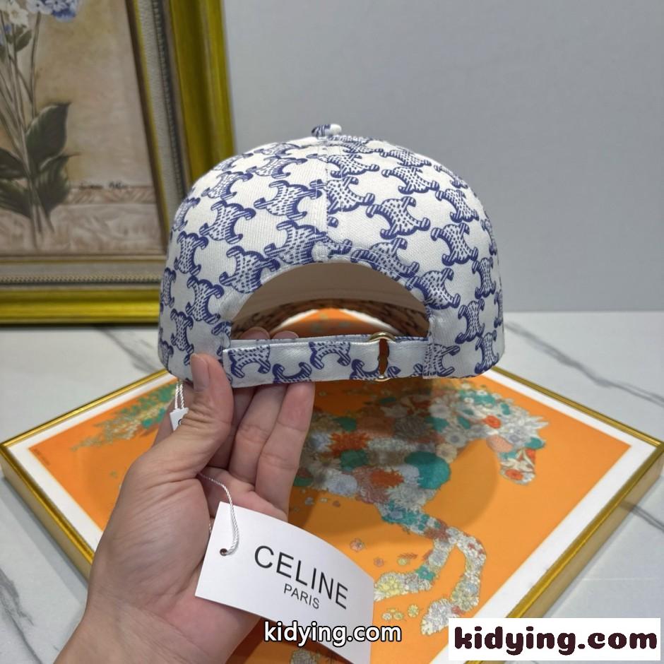 トリオンフ総柄 ロゴ刺繍 セリーヌ キャップ 偽物 ベースボールキャッ-3