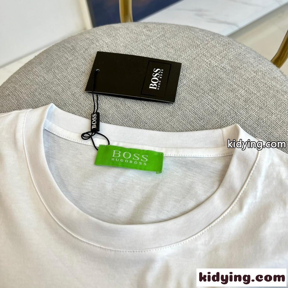 シンプル ロゴ プリント クルーネック ヒューゴ・ボス Tシャツ コピー 半袖 ホワイト-2