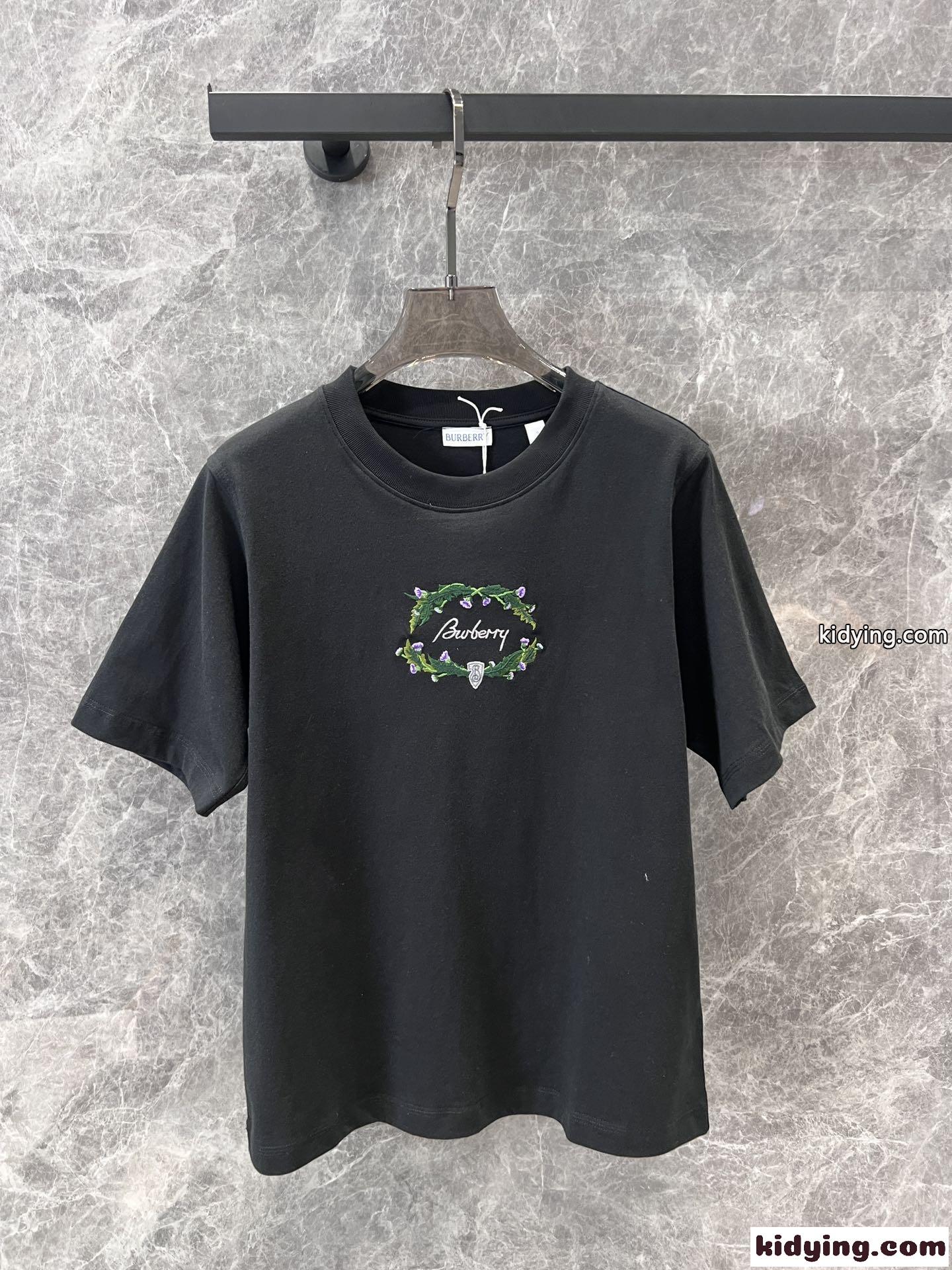 シスル ロゴ コットンTシャツ バーバリー Tシャツ コピー ブラック-2