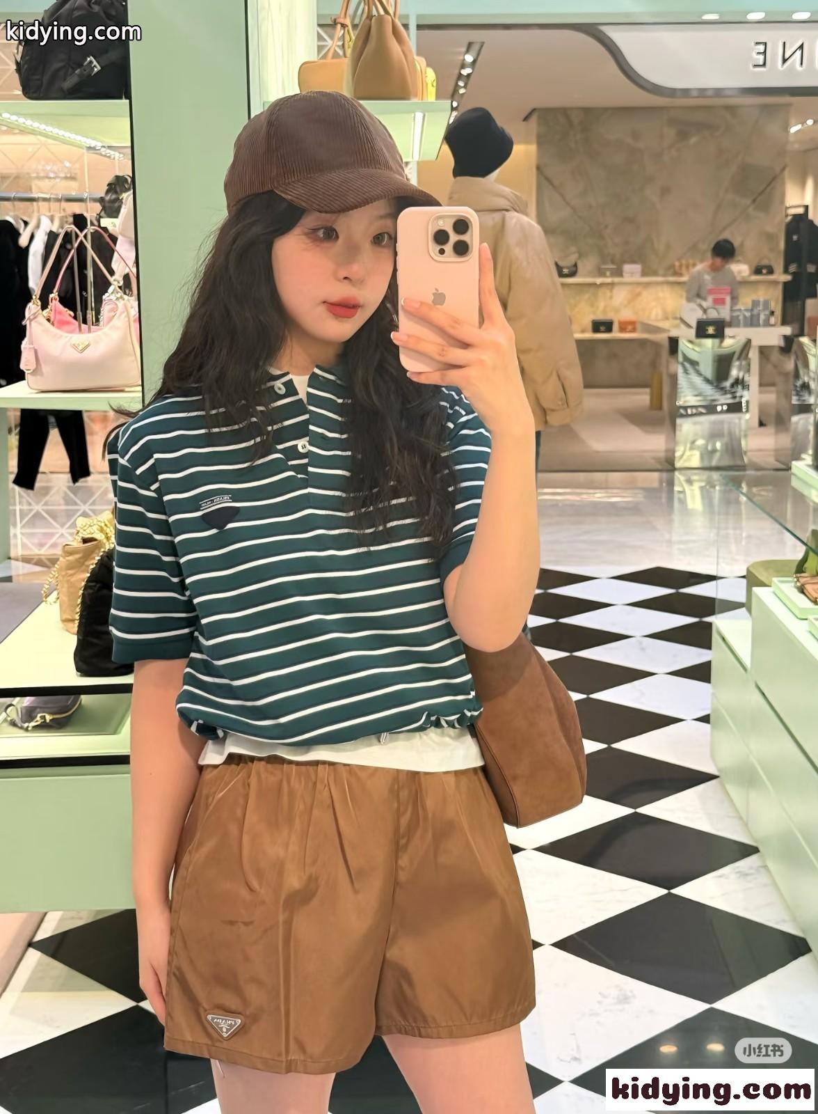 クロップド ストライプピケ ポロシャツ プラダ Tシャツ コピー 半袖Tシャツ-4