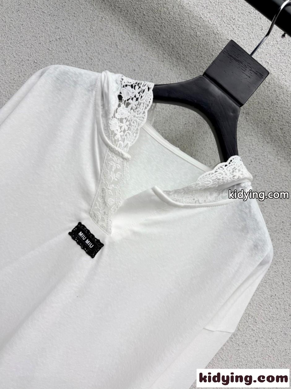 カジュアル フード付き プルオーバー ミュウミュウ Tシャツ コピー ホワイト-0