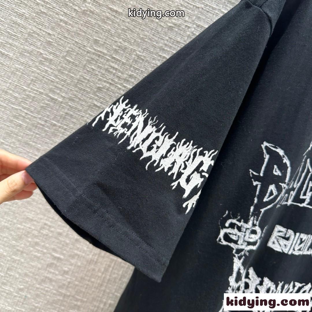 人気 オーバーサイズ 半袖Tシャツ バレンシアガ Tシャツ 偽物 ユニセックス ブラック-0