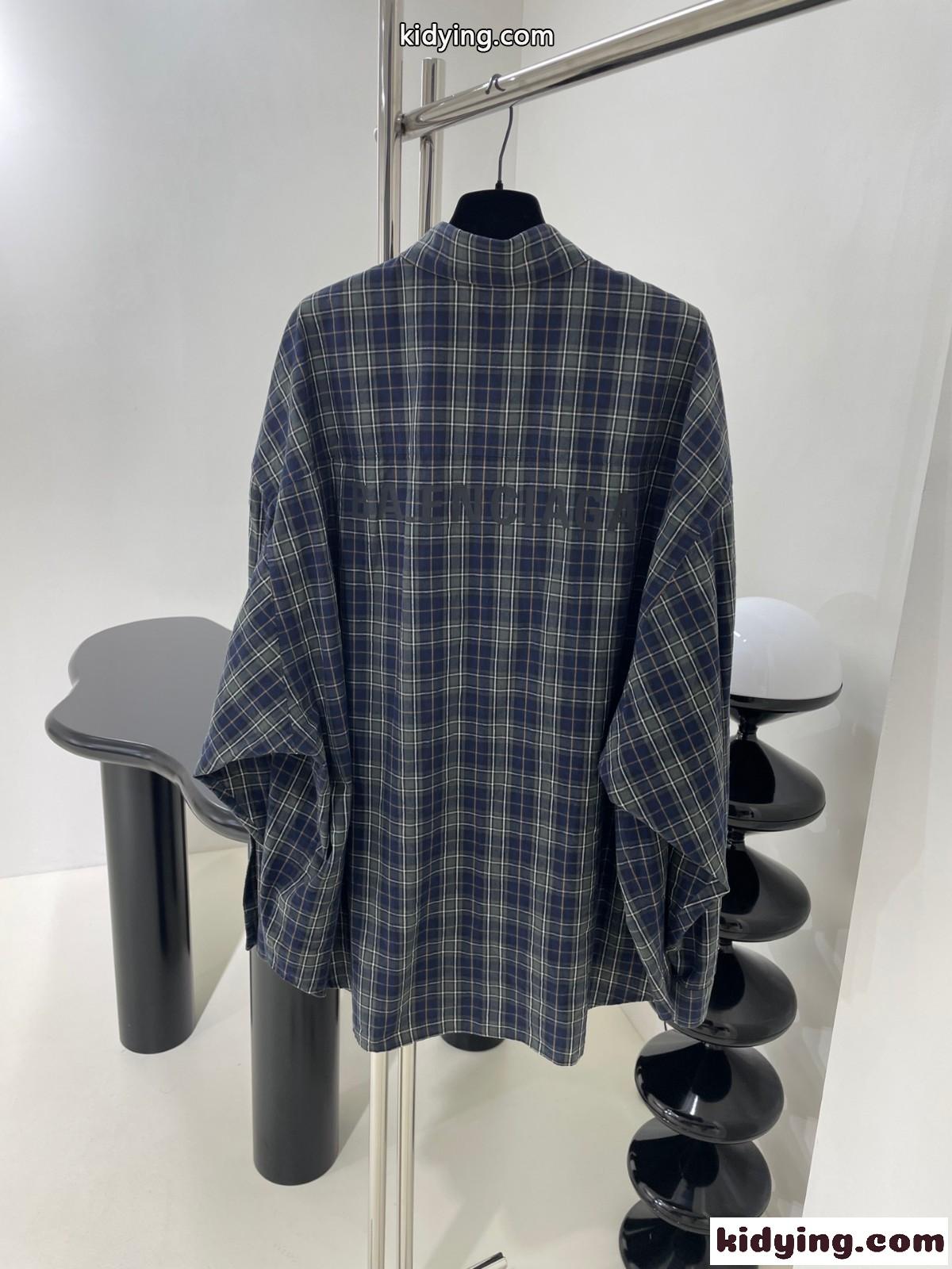 カジュアル チェック柄 オーバーサイズシャツ バレンシアガ シャツ コピー ユニセックス-1