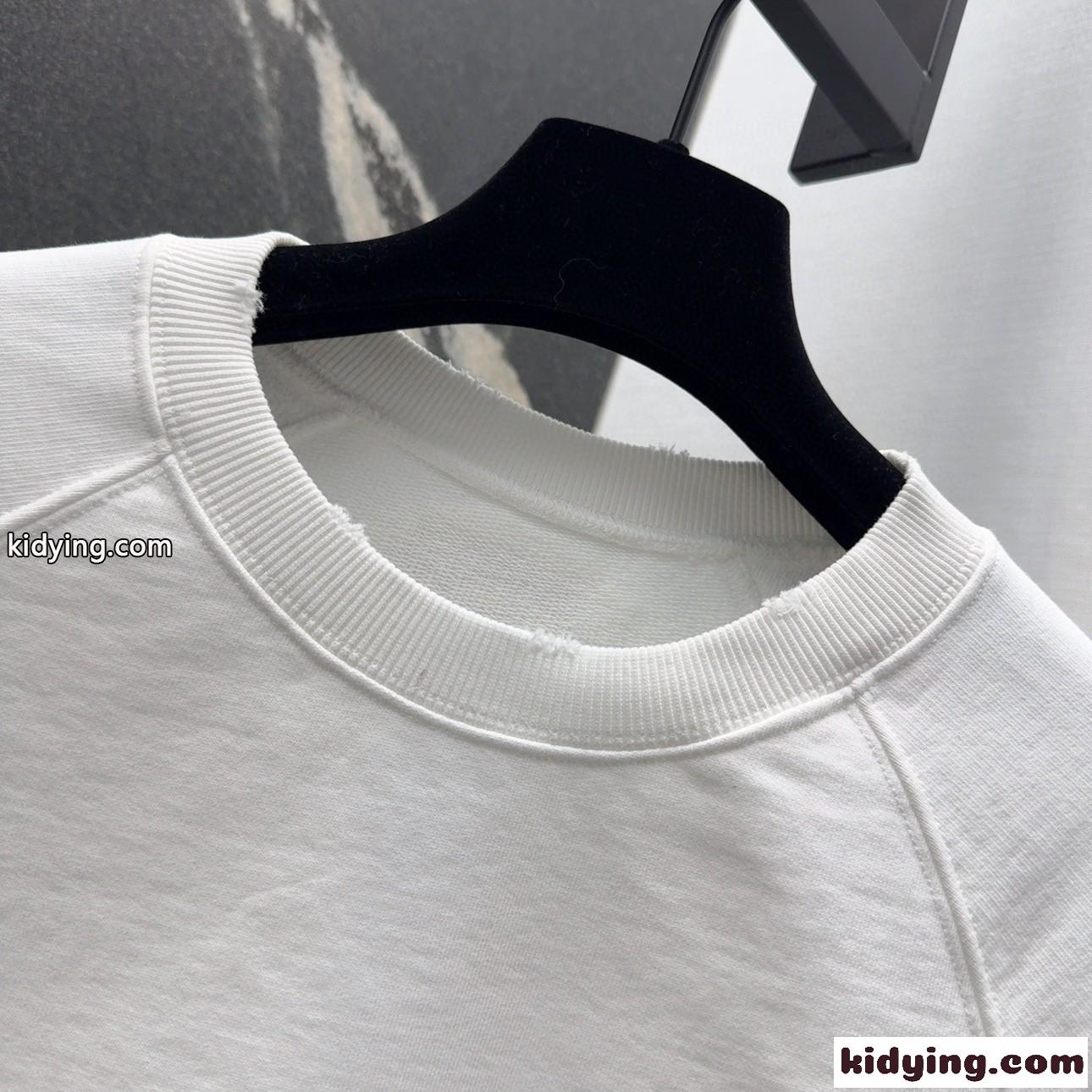 コットン クルーネック スウェットシャツ プラダ Tシャツ コピー ロゴ入り-1