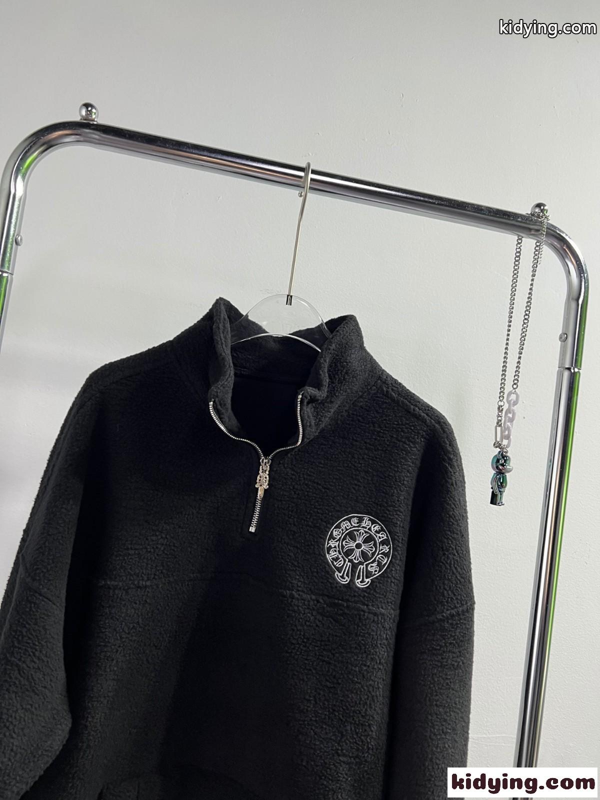 クロムハーツ パーカー コピー おしゃれ 秋冬 カジュアル ハーフジップ 長袖 刺繍入り オーバーサイズ-1