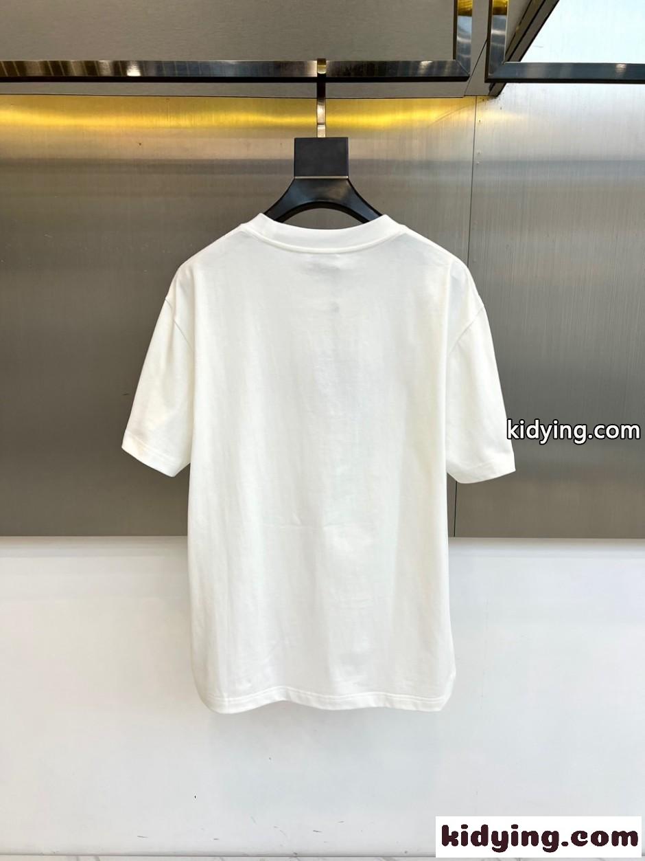 シンプル ロゴ刺繍 クルーネック 半袖Tシャツ モンクレール Tシャツ 偽物 ホワイト-3