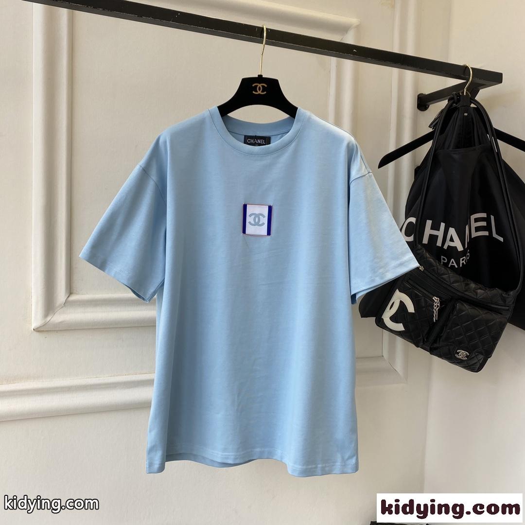 クルーネック コットン 半袖 トップス ゆったり ロゴ シャネル tシャツ コピー おしゃれ カジュアル-0