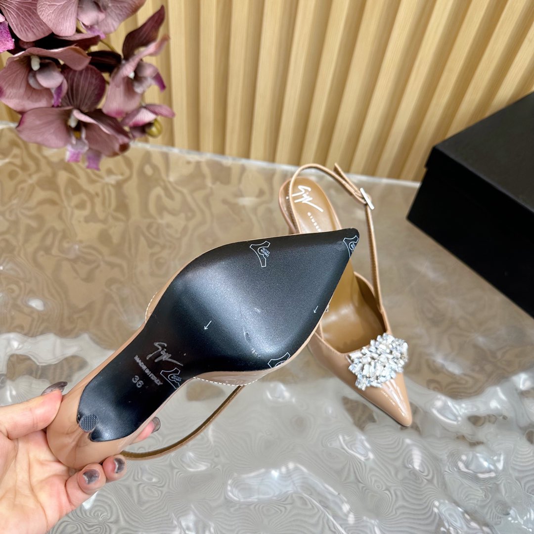 パテントレザー スリングバックサンダル ジュゼッペ・ザノッティ サンダル コピー ベージュ-3
