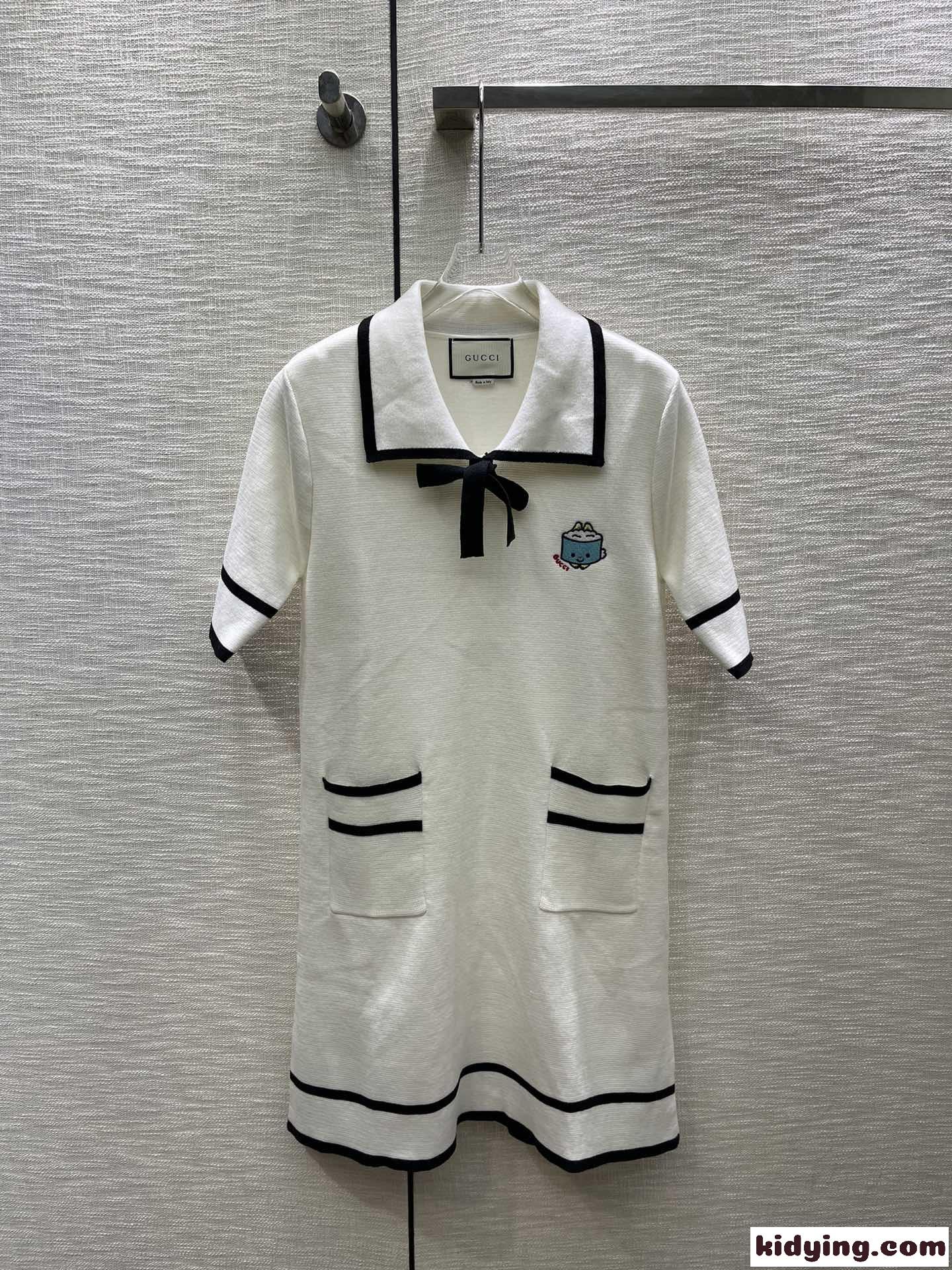可愛い エンブロイダリー付き 半袖 ポロドレス グッチ ワンピース コピー レディース-0