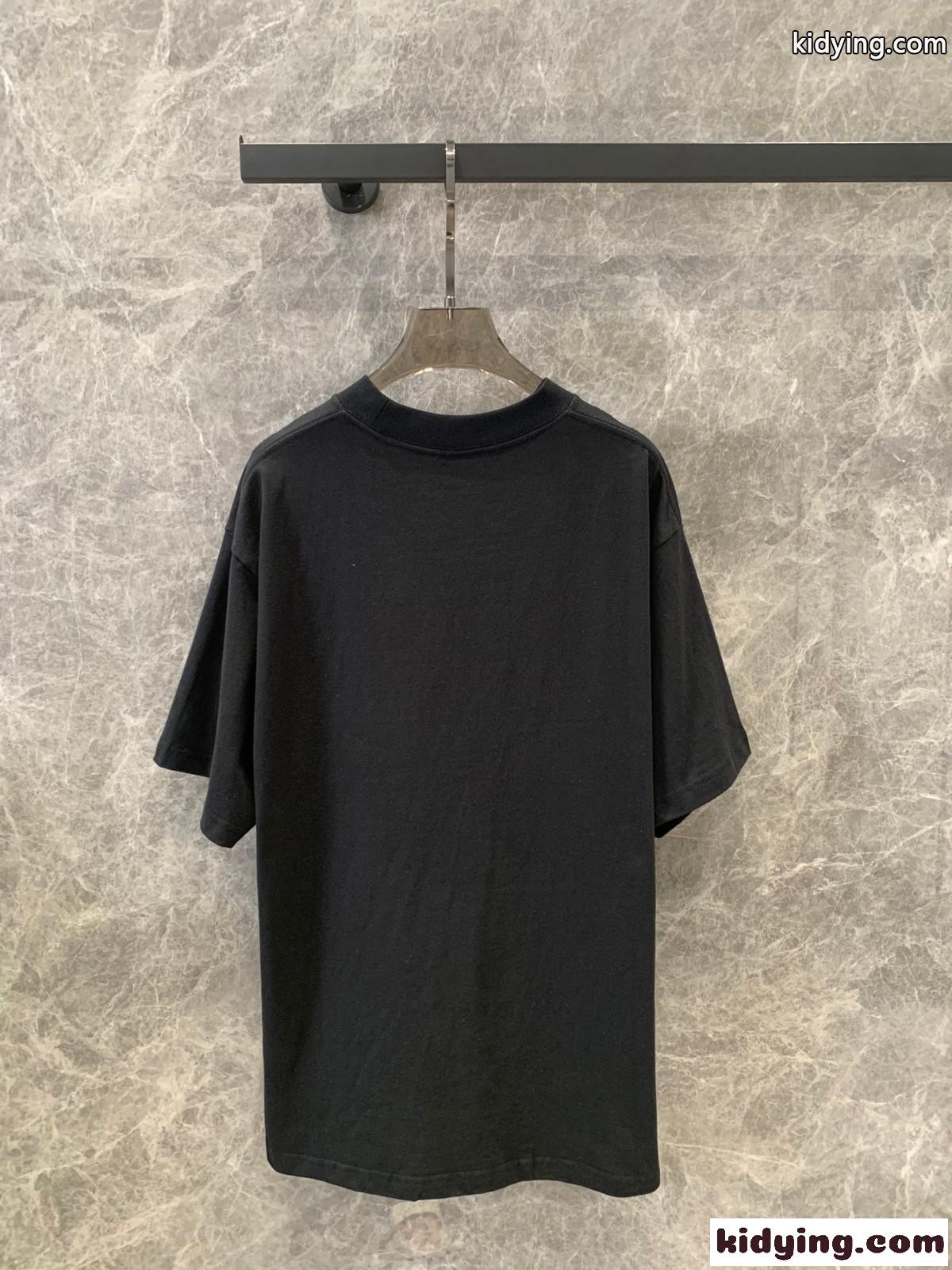カジュアル 人気 ロゴ コットン Tシャツ バレンシアガ 半袖Tシャツ コピー ユニセックス ブラック-2