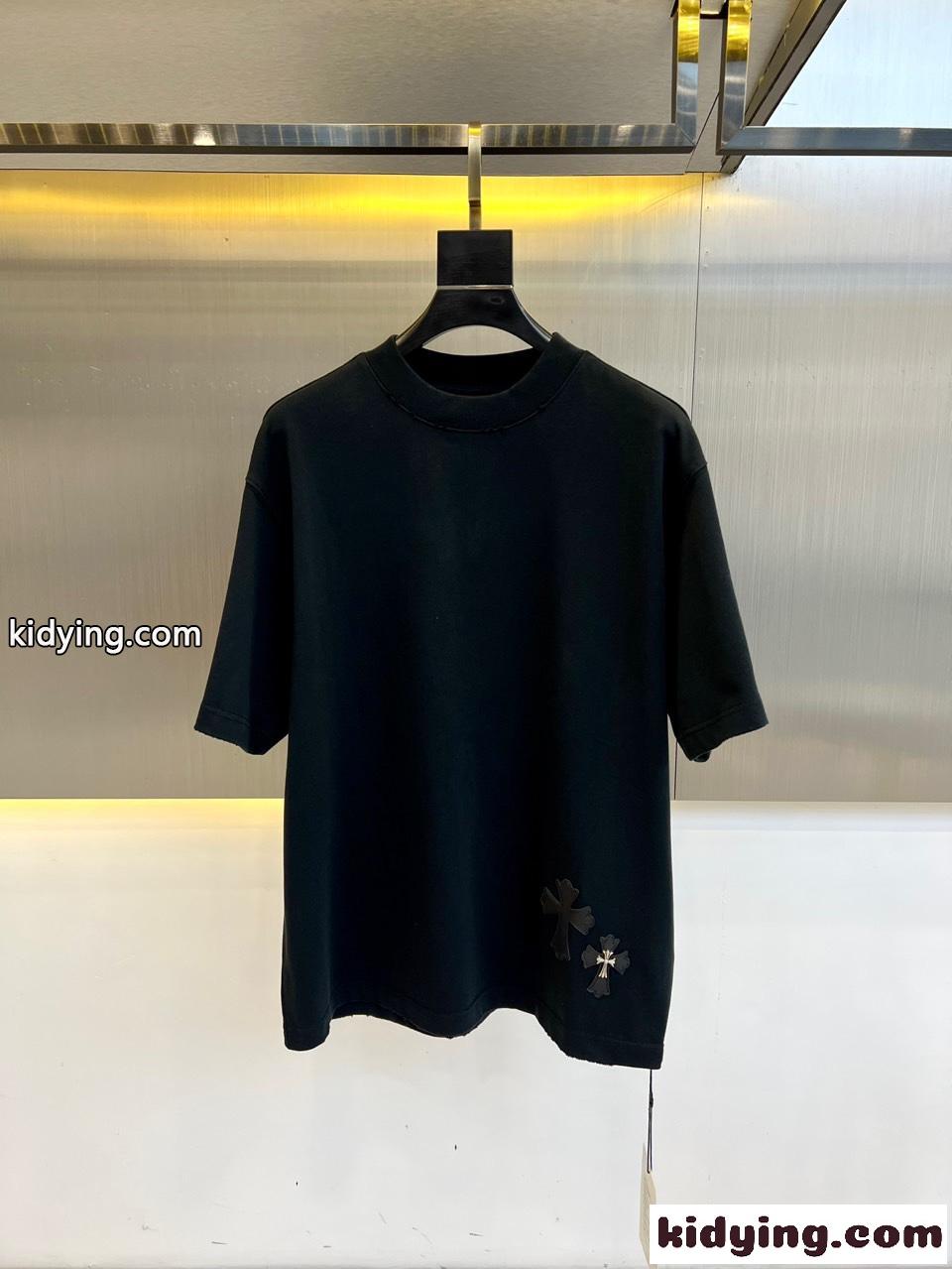 シンプル クロスパッチ クロムハーツ Tシャツ コピー コットンジャージ ブラック-0