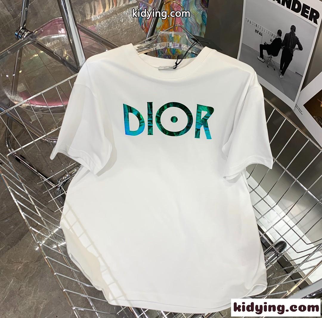 シンプル 合わせやすい ラウンドネック クリスチャン・ディオール 半袖tシャツ コピー ホワイト ブラック-2
