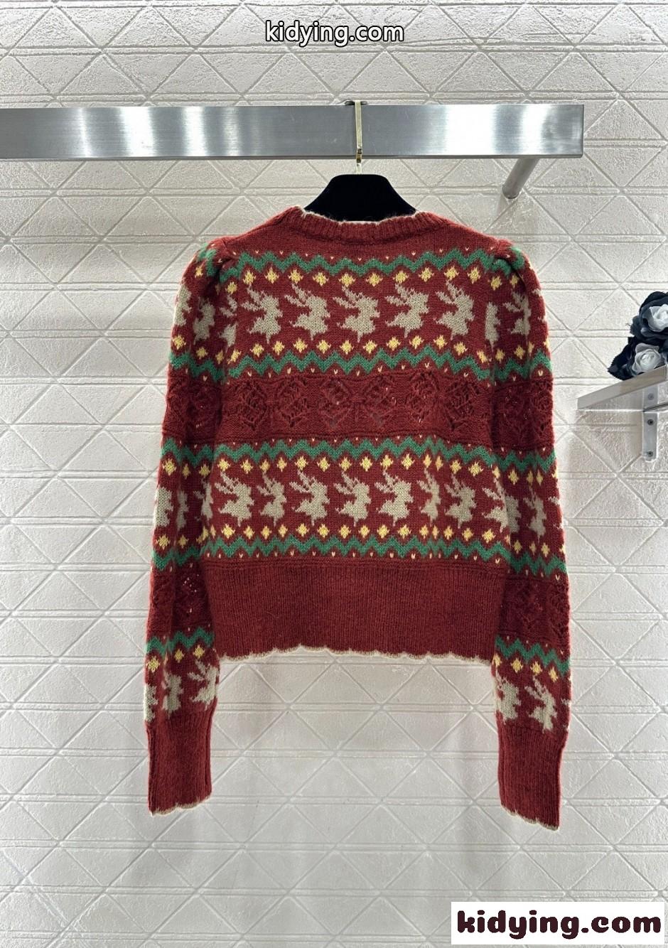 ウール&カシミヤ Vネック カーディガン シャネル ニット コピー ノルディック柄-1