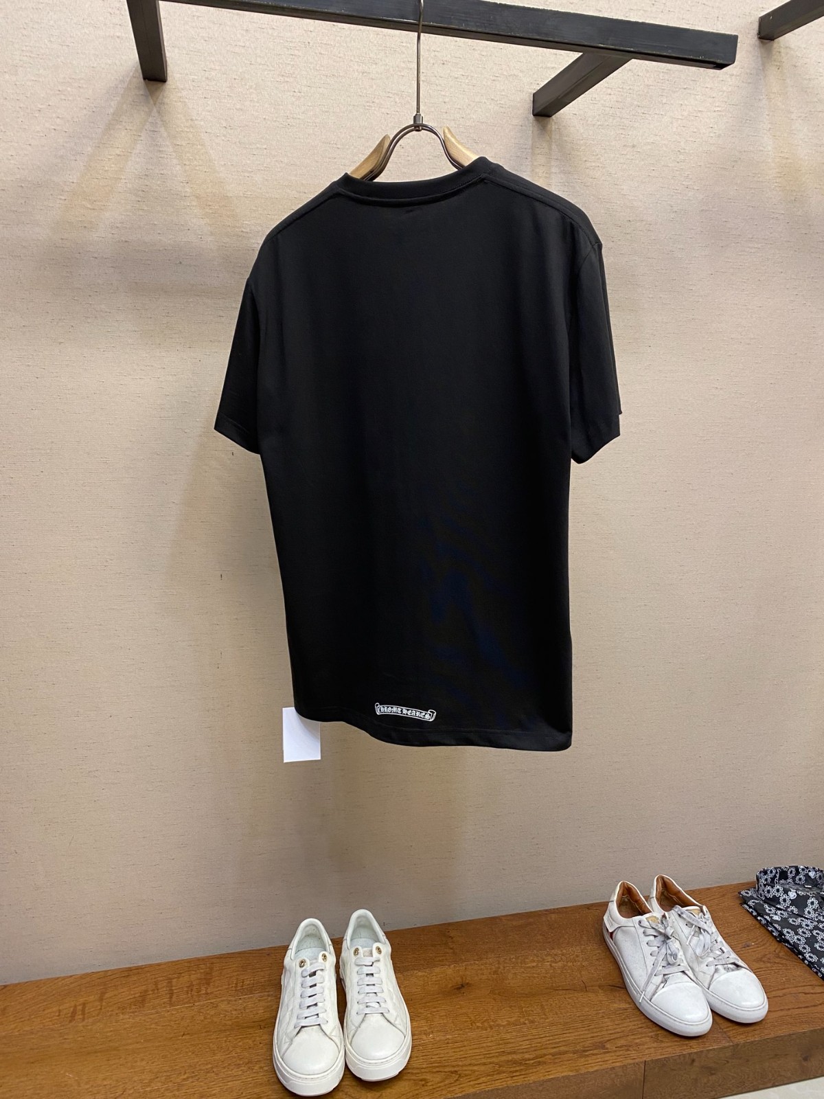 お洒落 ロゴプリント クルーネック 半袖Tシャツ クロムハーツ Tシャツ コピー コットン ブラック-2