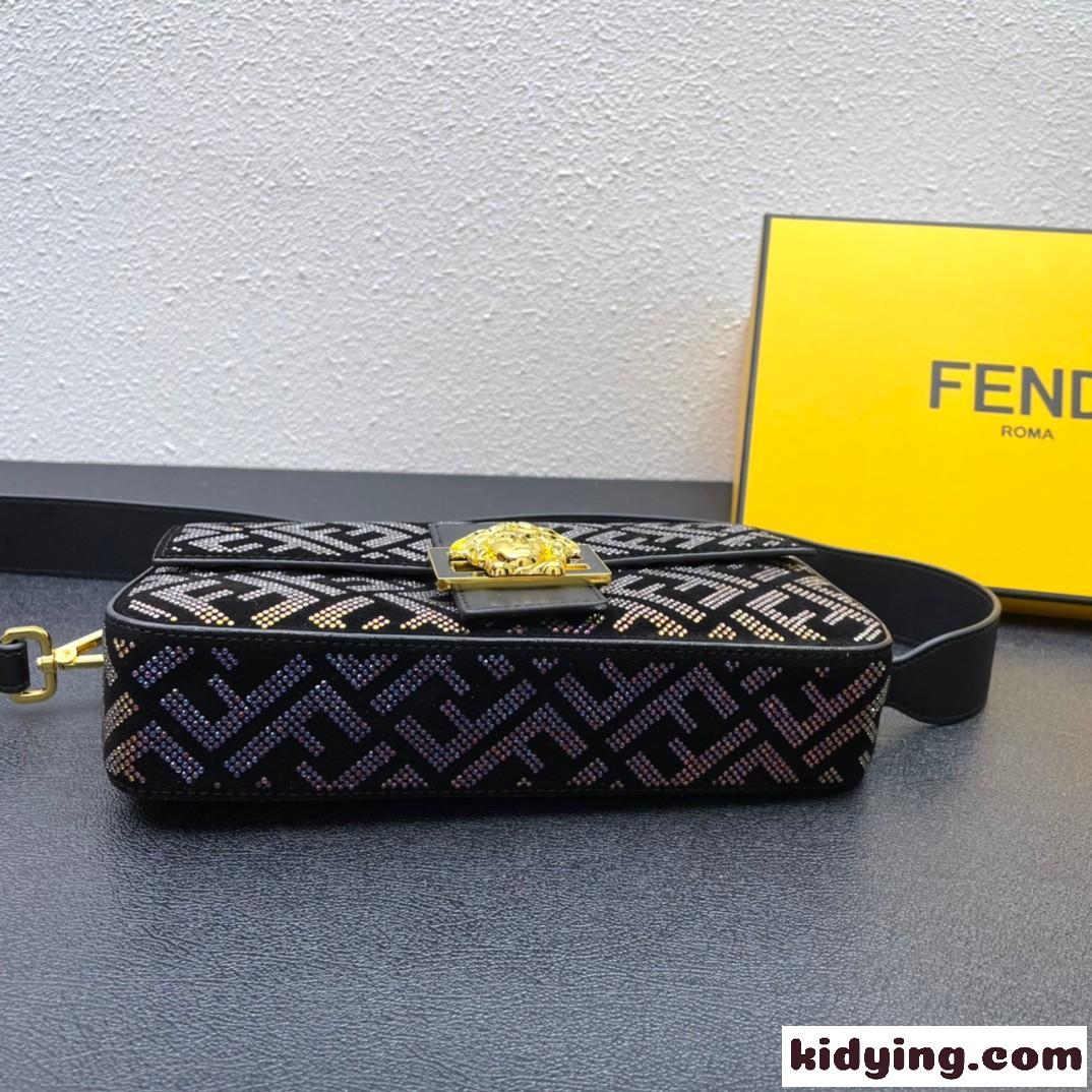 FENDI × VERSACE おしゃれ キラキラ フェンディ バッグ 人気 コピー バゲット ショルダー バッグ-3