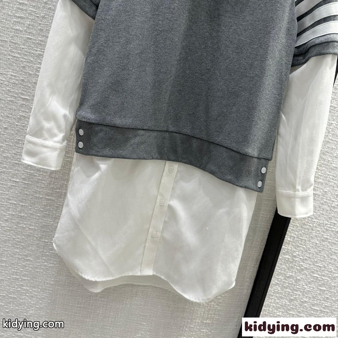 4BAR Vネック Tシャツ＆シャツドレス トムブラウン ワンピース コピー グレー-3
