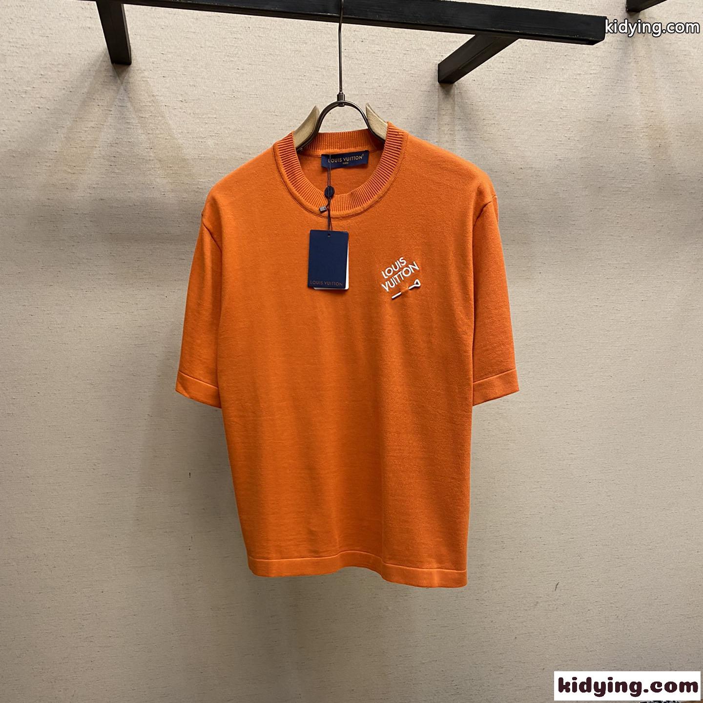 シグネチャーショートスリーブコットンクルーネック ルイ・ヴィトン Tシャツ 偽物 オレンジ-0