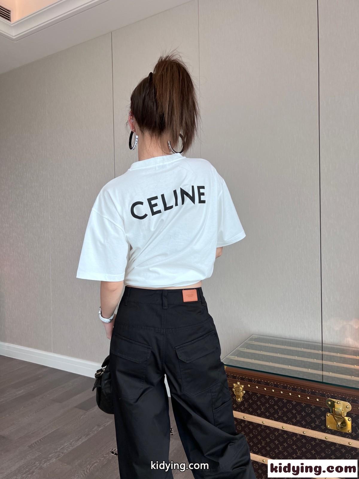 シンプル おしゃれ ロゴ クルーネック セリーヌ tシャツ コピー 半袖 3色あり トップス-5