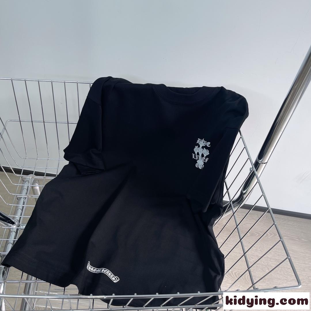 おしゃれ トレンド ビッグシルエット クロムハーツ 半袖Tシャツ コピー ロゴ 定番 合わせやすい-5