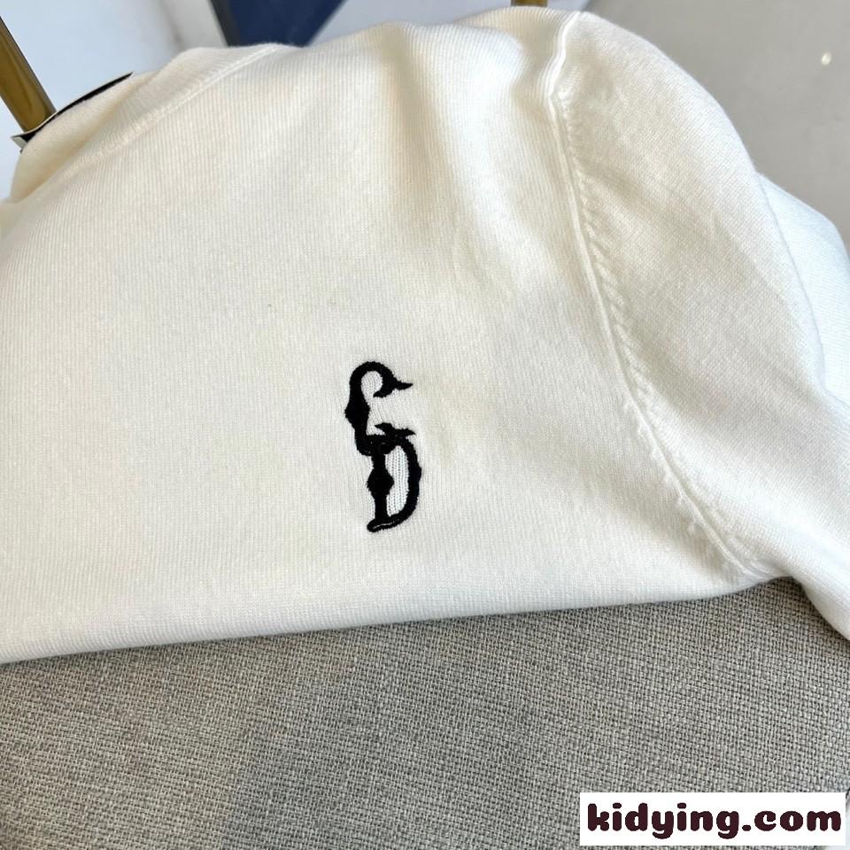 シンプル CD刺繍 クルーネックニット クリスチャン・ディオール セーター 偽物 ホワイト-2