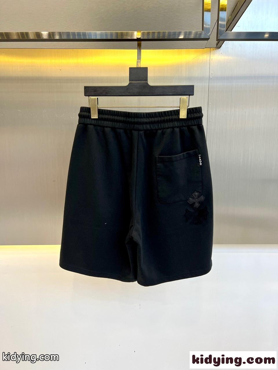 カジュアル 春夏 ショートパンツ クロムハーツ パンツ 偽物 コットン ブラック-1