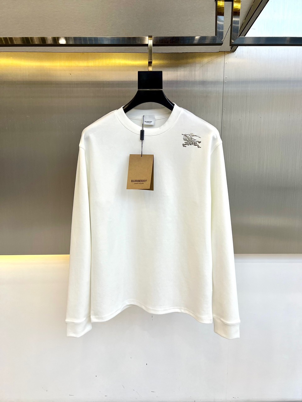 合わせやすい カジュアル コットン 長袖Tシャツ バーバリー Tシャツ コピー ホワイト-0